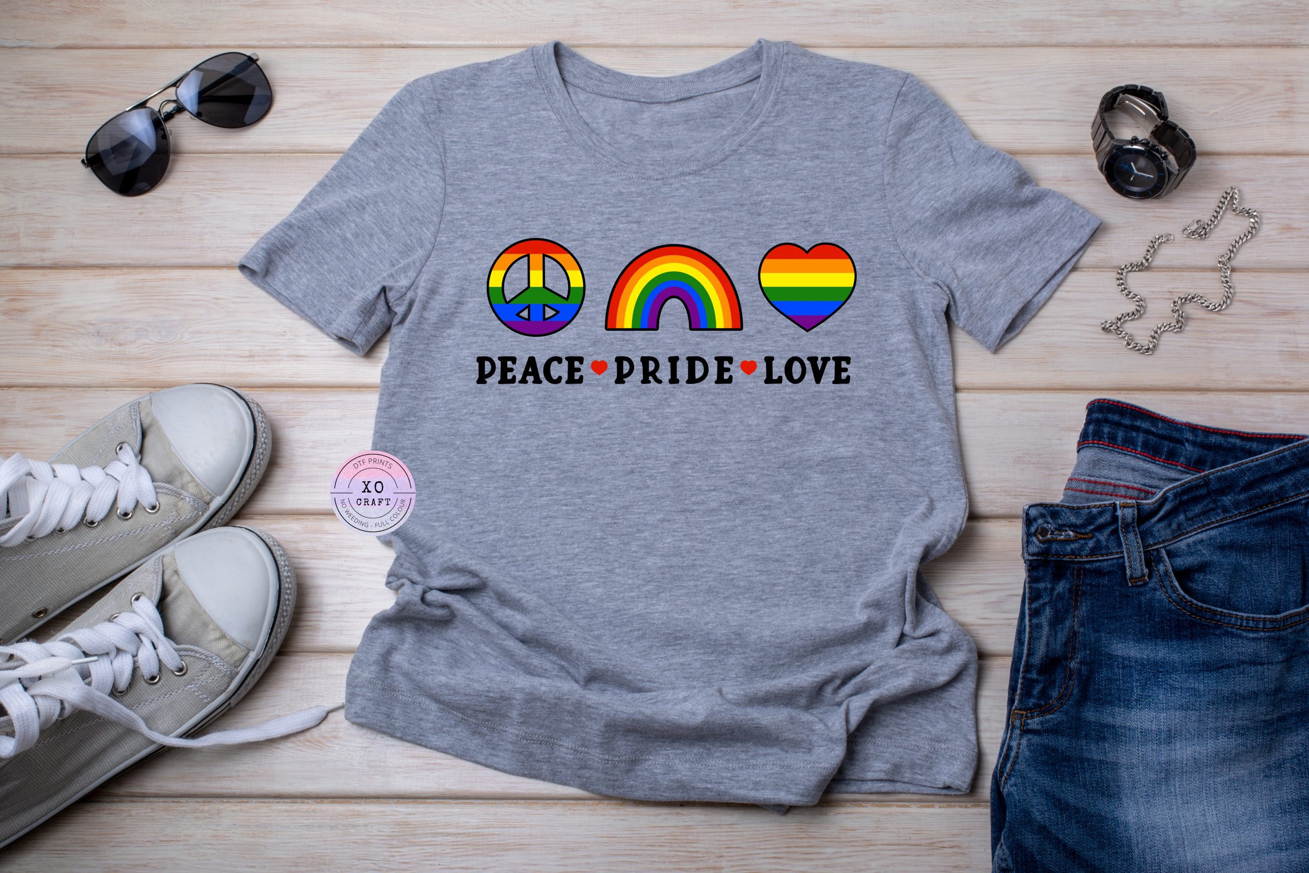 DTF – Peace Pride Love – XO CRAFT