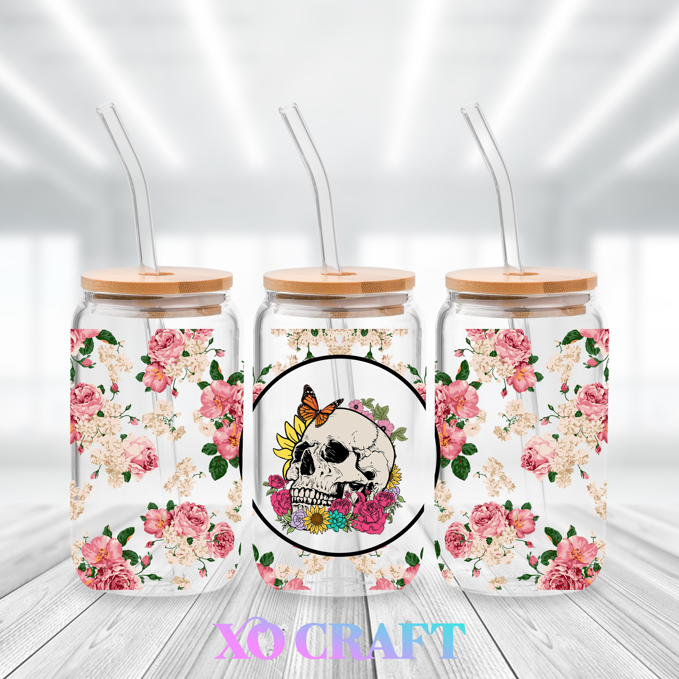 UV DTF – Floral Skull – XO CRAFT